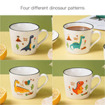 CHILDIKE Dinosaur Mugs Set of 4 with 4 Different Dino Cup for Kid 13 oz, Cut Cartoon Porcelain Mugs for Breakfast Christmas Gifts for Kids, Dishwasher and Microwave Safe