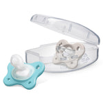 Chicco PhysioForma Dual Soft Orthodontic Pacifier for Babies 16-24 Months, 100% Soft Silicone, Supports Breathing, One-Piece Design, Included Sterilizing Case, BPA Free, 2-Pack, Sapphire
