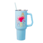 Silver Buffalo Care Bears Watercolor Featuring Tenderheart, Cheer, Grumpy, Funshine, Bedtime, and Share Bear Stainless Steel Tumbler with Handle and Straw, Fits in Standard Cup Holder, 40 Ounces