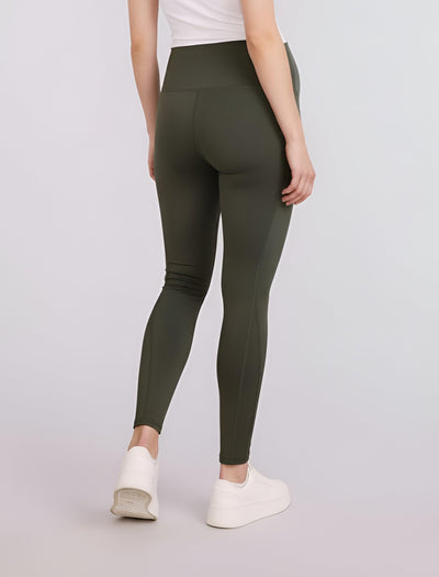 Motherhood Maternity Women's Over The Belly Workout Activewear Pregnancy Leggings with Pockets, Deep Depths, X-Large