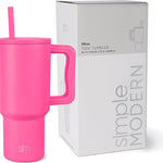 Simple Modern 40 oz Trek Tumbler with Handle and Straw Lid | Cup Holder Friendly Insulated Stainless Steel Travel Mug | Almond Birch