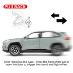 WAKAKAC Model Car 1/32 RAV4 Alloy Diecast Collectible Toy Car with Light and Sound Toy Vehicle Door Can Be Opened for Boys Kids Toddler Gift (Gray)