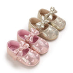 LAFEGEN Baby Girls Mary Jane Flats with Bownot Non Slip Soft Sole PU Leather Newborn Infant Toddler First Walker Cirb Dress Shoes(0-6 Months Infant 16 Gold)