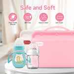 Silicone Microwave Steam Sterilizer Bag for Baby Bottles, Reusable Sterilizing Bag for Pump Parts and Toddler Accessories, Easy to Use Sterilizer Bags Perfect for Home and Travel, Pink (1PC)
