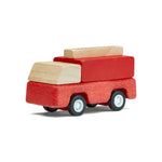 PlanToys® Fire Truck Wooden Montessori Vehicle Toy | Early Movement, Imagination and Practical Life Exploration | Eco Friendly Fire Rescue Truck for Indoor and Outdoor Play