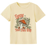 Kids Graphic Tees Grow Your Own Way Toddler Shirt Cute Mushroom Natural Boys Girls Clothes Casual Summer Tops 2T