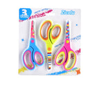 Zicolu Kids Scissors Set, Safety Children Scissors with Blunt-Tip Floral Print Blade and Soft Grip, Great for DIY, Arts, Home, School Classroom Use, Blue/Purple/Yellow