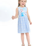 Disney Frozen Toddler Girl Dress Elsa Olaf Character Print Casual Sundress Sleeveless Summer Outfit School Holiday Clothes Blue 2T