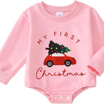 My First Christmas Outfits Romper Infant Baby Boy Girl Xmas Tree Onesie Bubble Sweatshirt Bodysuit Holidays Clothes