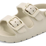 INMINPIN Toddler Boys Girls Buckle Sandals Comfort Open Toe Sandal with Adjustable Back Strap, Beige, 4 Toddler