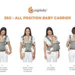 Ergobaby 360 All-Position Baby Carrier with Lumbar Support (12-45 Pounds), Elephant Dance, Premium Cotton