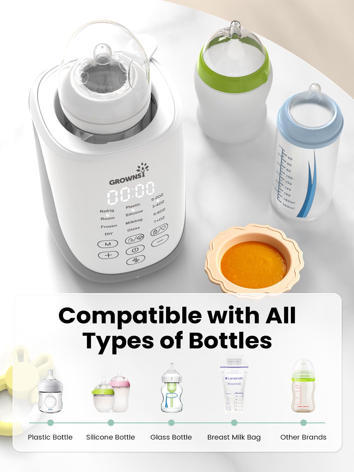 Grownsy Nutri Bottle Warmer with Innovative Auto-Lift Feature, - Bottle ...