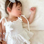 Murnouche Newborn Baby Girl Romper Dress Summer Clothes Boho Photoshoot Outfits with Headband
