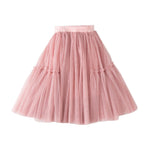 Generic Little Child Girls Long Skirt Girls Tiered Ruffle Maxi Skirts Girls Soft Lace Party Wedding Gown (Pink, 3-4 Years)
