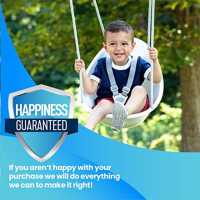 Swurfer Coconut Toddler Swing Comfy Baby Outdoor, 3- Point Adjustable Safety Harness, Secure, Safe Quick Locking System, Blister-Free Rope, Easy Installation, Ages 9 Months and Up, Ivo, White