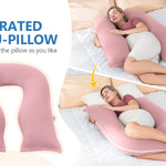 INSEN Pregnancy Pillows, Multi-use Maternity Pillows for Sleeping and Nursing, U Shaped Pillow for Adults (Cooling Tencel-Pink)