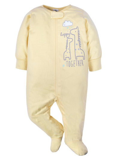 Gerber Unisex Baby 4 Pack Sleep 'N Play Footie Animals Green Preemie