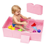 Collapsible Baby Bathtub for Shower,Reinforced Structure Infant Foldable Bath Tub with Non-Slip Base,Portable Space-Saving Kids Bath Tub for 6M to 4Years,Suitable for Outdoor, Travel Use(Pink)