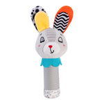 JINBOBUBU Baby Rattle for Newborns 0-6 Months - Soft Plush Handheld Sensory Toy with Crinkle Sound, Cute Bunny Shaped Grasping Rattle for Infants, Motor Skill Development, Baby Gift (Grey)