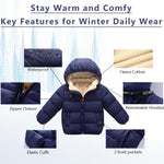 LAVIQK 1-7 Years Baby Boys Girls Toddlers Winter Coats Puffer Jacket with Removable Fur Hooded Down Snow Jacket Warm Fleece Coat Outerwear