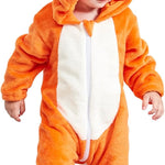 Unisex Baby Flannel Romper Animal Onesie Costume Hooded Cartoon Outfit