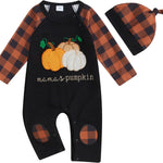Ledy Champswiin 2Pcs Neutral Outfits Newborn Baby Boy Girl Pumpkin Romper Jumpsuit My 1st Halloween Clothes with Hat