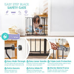 Regalo Safety 29-38.5" Baby Gate for Doorways & Bottom of Stairs, Pressure Mounted Baby Gate with Door for Babies, Toddlers & Pets, Tested & Safe for 30 Years, American Designed, American Owned, Black