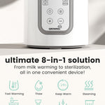 Bottle Warmer, Grownsy 8-in-1 Fast Baby Bottle Warmer with Timer, Safe for Breastmilk Nutrients, Accurate Temperature Control, with Defrost, Sterili-zing, Keep Warm, Heats Baby Food & Bottles