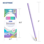 ECOTREE Pre-Sharpened Pencils #2 Eco Rainbow Paper Pencil for Kids Cute Number 2 Pencils with Erasers for School, Writing,12 Count