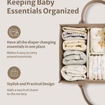 Blissful Diary Baby Diaper Caddy Organizer, Stylish Storage Basket for Newborn Essentials and Diaper Station, Gift for Baby Shower and Registry Must-Have, Mocha Brown