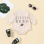 Youweixiong Newborn Baby Boy Girl Romper Bubble Long Sleeve Little Bean Print Bodysuit Ovesized Sweatshirt Casual Shirts Top Infant Fall Winter Clothes (a-Apricot, 0-3 Months)