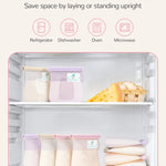 JellyRuru 7 PCS Reusable Breast Milk Storage Bags, 8.5oz 250ml Standard Silicone Breastmilk Freezer Storage Container, Leak-Proof & Self-Standing Milk Bags, Baby Food Bags