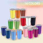 16 Pack Insulated Coffee Tumbler - 20oz Stainless Steel Double Wall Vacuum Travel Tumbler Cup with Lid and Straw for Cold & Hot Drinks (Mixed Colors)