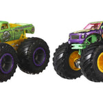 Hot Wheels Monster Trucks 2-Pack, Demolition Doubles Set of 2 Toy Vehicles in 1:64 Scale, for Kids & Collectors (Styles May Vary)