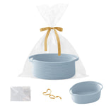 Gift Basket with Gift Bag and Ribbons,Small Rope Woven Shelf Storage,Baskets for Gifts Empty,Birthday,Shower,Decorative Organizer Box for Cat Dog Pet with Handles(White)