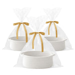 Gift Basket with Gift Bag and Ribbons,Small Rope Woven Shelf Storage,Baskets for Gifts Empty,Birthday,Shower,Decorative Organizer Box for Cat Dog Pet with Handles(White)