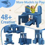 Frxeyaliz 12PCS Modular Kids Play Couch Child Convertible Building Fort Sofa and Cushion DIY Floor Sofa for Playroom Bedroom (Blue)