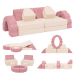 LOAOL Kids Couch 10PCS, Modular Kids Play Couch, Multifunctional Foam Toddler Sofa, Imaginative Convertible Play Sofa for Playroom(Medium Size)