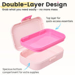 Sooez Double Layer Pencil Box, Plastic Pencil Case with Latch, Hard School Supply Box for Girls Boys Kids, Large Crayon Marker Pen Holder, Cute Art Storage Organizer, 1 Pack, Purple