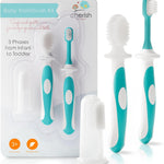 Cherish Baby Care Baby Toothbrush & Toddler Toothbrush Set (0-2 Years) - BPA-Free & Safety-Tested, 2023 Award Winner, Food-Grade Silicone (Teal)