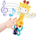 WHNKFB Baby Rattle Musical Toy, Light-Up Teething & Chew Sensory Toy for 6-12-18 Months, BPA-Free Soft Rubber & ABS, Soothing Toy for Baby Girl & Boy, Perfect Gift for 1+ Year Old (Giraffe)