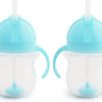 Munchkin Any Angle Sippy Cup for Toddlers, Spill Proof Weighted Straw Cup with Transition Handles for Babies 6 Months and Up, 7 Ounce, Green