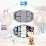 Lzellah Baby Diaper Caddy Organizer - Extra Large Nappy Caddy Rope Nursery Storage Bin - Baby Basket with 8 Pockets, 5 Compartments and 2 Removable Dividers