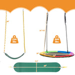 Costzon 2-Pack Kids Swing Combo Set with Swing Seat and Saucer Tree Swing, Swing Seat with Heavy-Duty Steel Chain, Adjustable Hanging Rope, Saucer Tree Swing for Outdoors, Playground