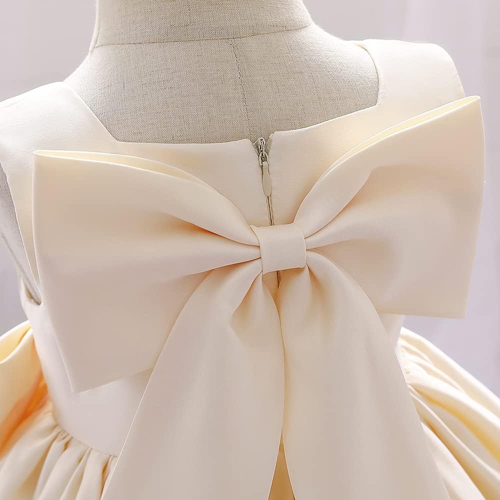 Girl Flower Design Dress Sleeveless Flower Design Princess Wedding Dress for Toddler and Baby Girl