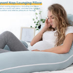 INSEN Pregnancy Pillows for Sleeping, Maternity Pillow with Cooling Cotton Cover, C Shaped for Pregnant Side Sleeping (Green Jersey)