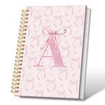 VONTP Coquette Preppy Pink Bow Spiral Notebook, Initial A Journal Personalized Teen Girl Gifts, Trendy Personalized Gifts for Women Teen Girl, Funky Girly Style Hardcover Spiral Notebook 5.5x8.3