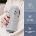 Lifefactory 16-Ounce Stainless Steel Vacuum-Insulated Tumbler, Stone Gray