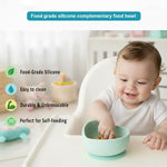EKOSELA-Silicone Suction Scooper Bowl - High Edge for Self Feeding 2SET (Light Green + Beige)