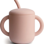 mushie 100% Silicone Training Cup & Straw for Toddlers | 6 Months+ (Whales)